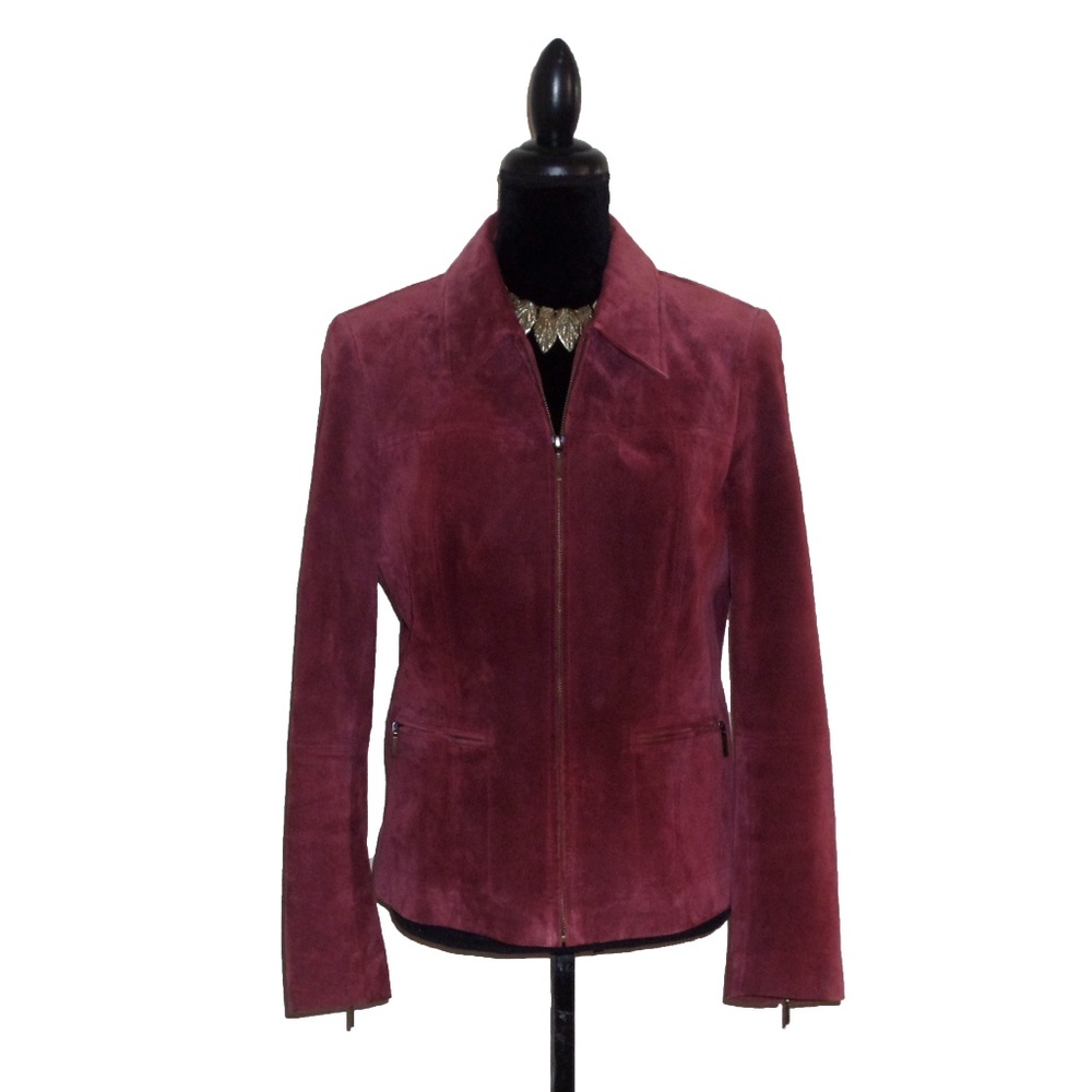 Liz Claiborne 100% Suede Zip Front Jacket